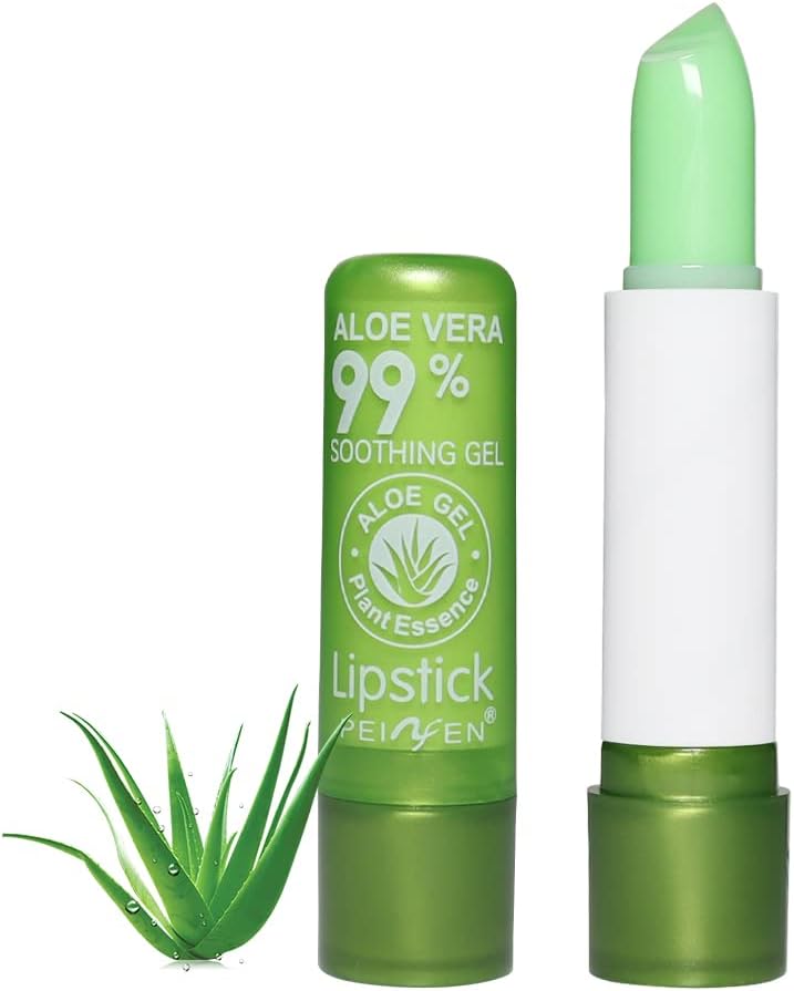 Aloe Vera Lipstick, Magic Temperature PH Color Changing Moisturizing Lipstick, Tinted Lip Balm, Lip Tint, Lip Makeup, Lip Balm, Natural Lasting Moisturizing Lipstick for Women (1PCS, Large)