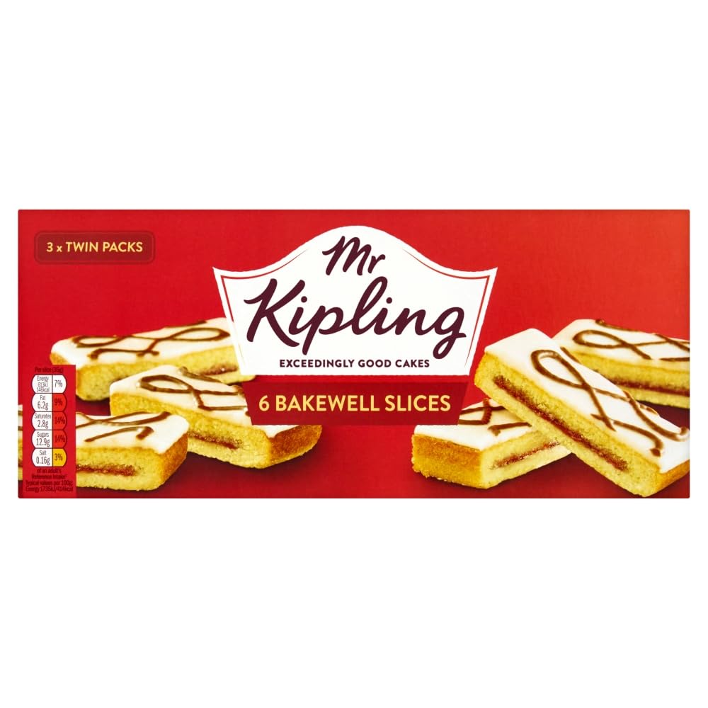 Mr KiplingBakewell Cake Slices, 6 Treats – Perfect For Snacking On-the-Go (Pack of 1)