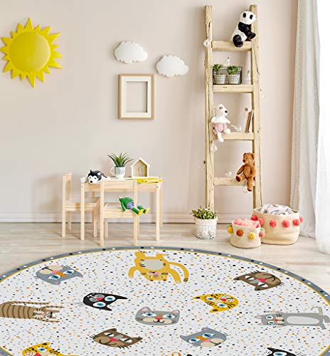 Alfombra vinilo infantil lavable y antideslizante VILBER Cats para bebés 3