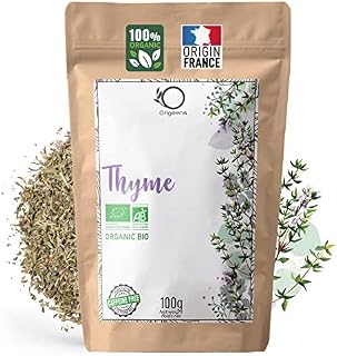 ORIGEENS THYME TEA ORGANIC Origin France 100g | Organic Dried Thyme Leaves for Cough tea and Cooking | Organic Thyme Dried