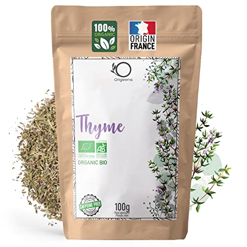 ORIGEENS Organic Thyme Tea 100g - Origin France | Dried Leaves for Cough Tea and Cooking