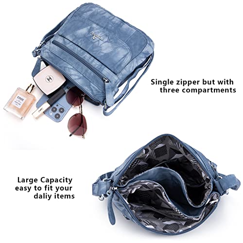 Image of Angelkiss Small Womens Crossbody Bag Leather Shoulder Purse for Women Hobo Bag with Adjustable Shoulder Strap