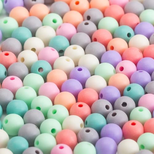 Image of Gxueshan 1000 Pcs Acrylic Plastic White Pony Beads 6x9mm Bulk Kandi Beads for Friendship Bracelet Necklace Jewelry Making Pens Hair Braiding Kit (Crack)