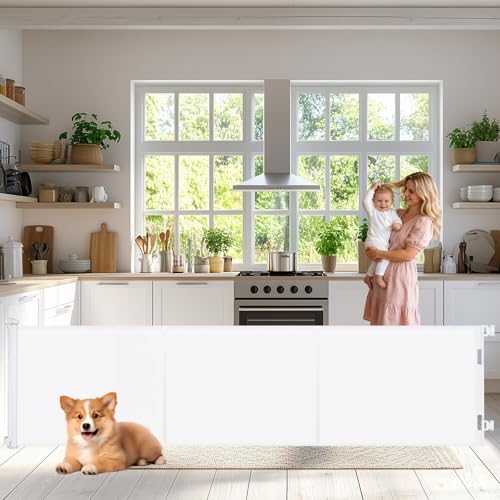 Retractable Safety Gate for Baby Dog, Sulishang Durable Portable Mesh Retractable Gate, Extra Wide Safety Gates 86CM Tall, Extends up to 300CM Wide for Doorways, Stairs, Hallways, Indoor/Outdoor