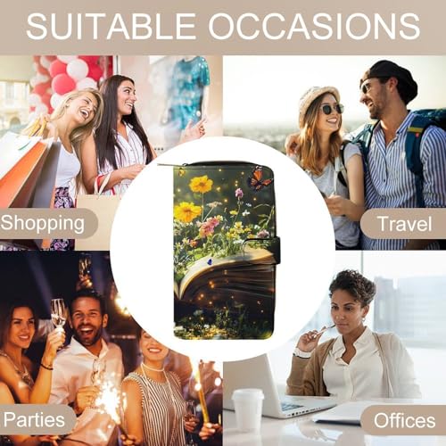 Butterfly Flowers Book Women's Long Wallets Leather Card Holder Purse Zippered Buckle Clutch Handbag4