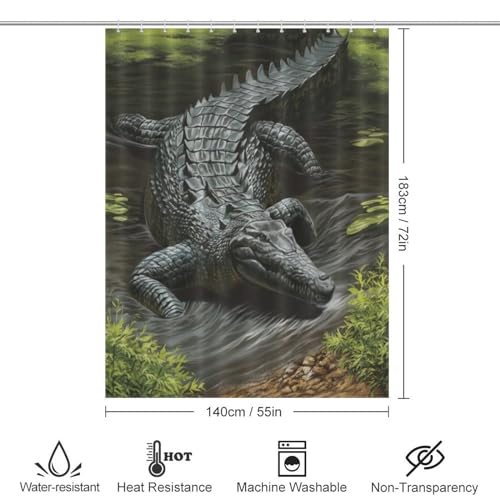 Rideau de douche crocodile imperméable et résistant pour baignoire - 4