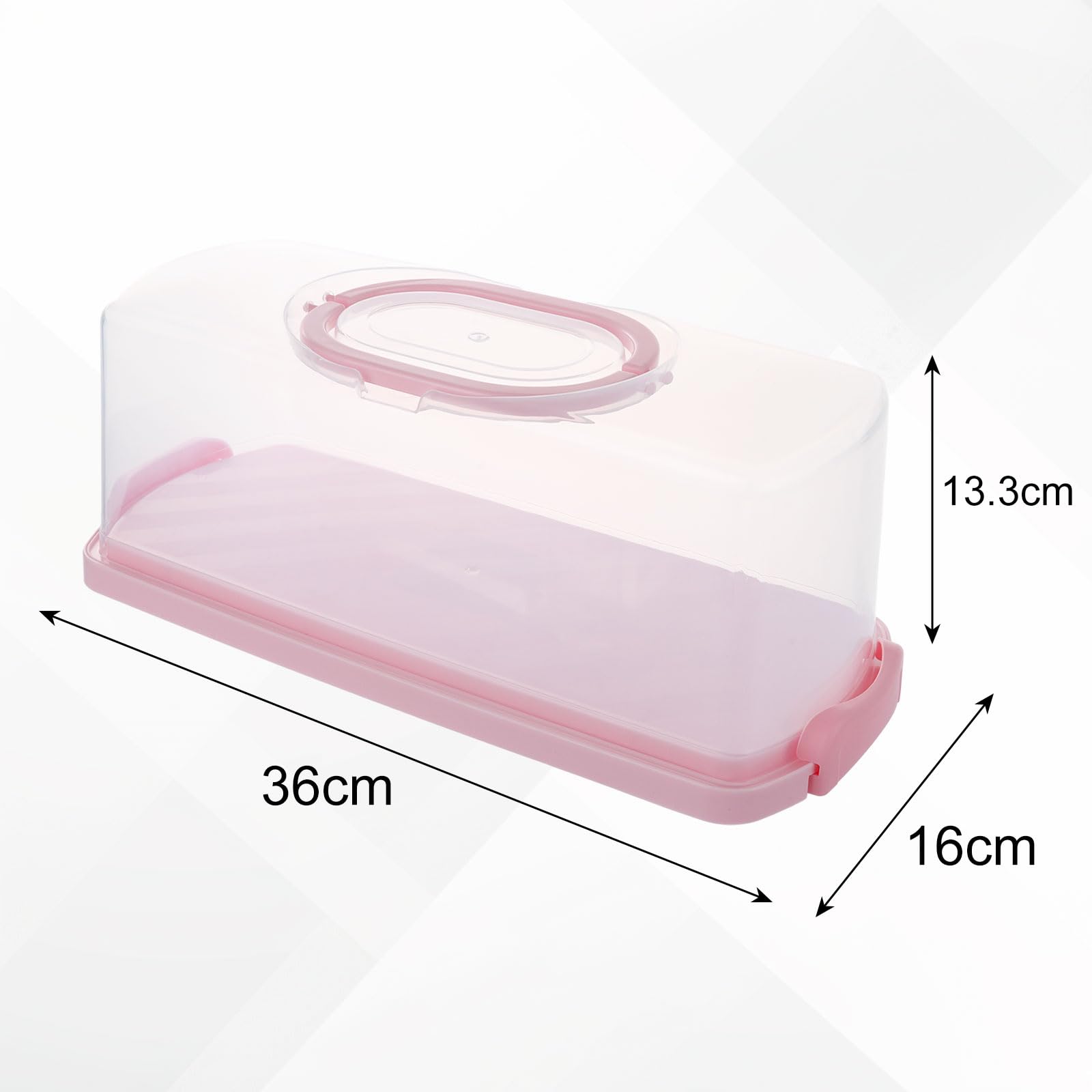ASelected 2 Pcs Rectangular Cake Carrier with Handle, Airtight Cake Storage Container with Lid and Secure Locking Clips, 35 x 16 x 13CM Plastic Loaf Cake Container for Loafs, Cupcakes, Baguettes - Image 2