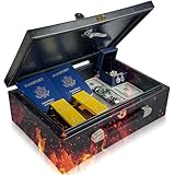 KABISAFE Tragbarer Safe Tresor Abschließbare Box, Tragegriff Tresor für Zuhause, 20L Feuerfester Geldkassette für Bargeld Schmuck A4 Dokumente, 36.7 x25.4 x 12.3CM, Schwarz