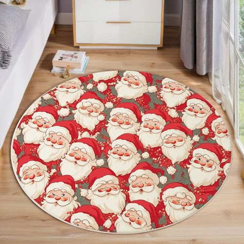 Tapis rond antidérapant et lavable grand format Noël