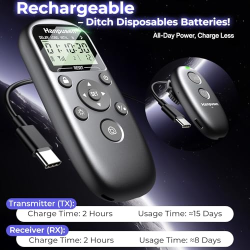 Télécommande sans fil rechargeable Hanpusen avec minuteur longue pose - 4