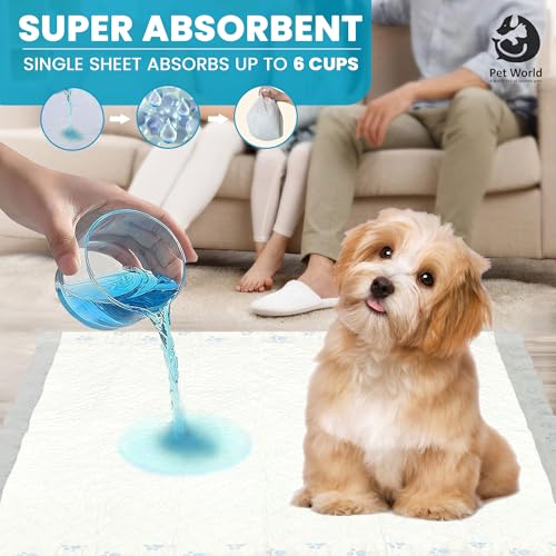 Image of Pet World Training Pads, with Odor Lock Technology & Super Absorbent Pee Pads, Leak-Proof Dog Potty Training Pads for Puppies, Dogs,Cats & Rabbits (60 X 60 cm) (30 Pcs)