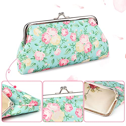 Oyachic 2 Pc Floral Kiss Lock Wallet Women Buckle Coin Purse Clasp Change Pouch #TOP2