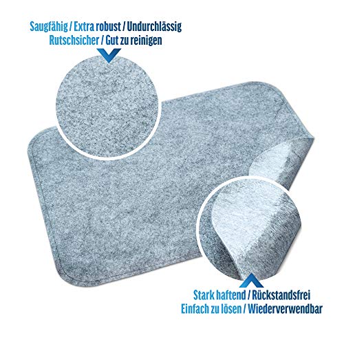 HomeProtect® | Schmutzfangmatte - SUPERDÜNN 2 mm, Selbstklebende Fußmatte, Schuhmatte, Fußabstreifer, Sauberlaufmatte, Montagematte, rutschsicher - waschbar - grau, versch. Grössen (75 x 119 cm)