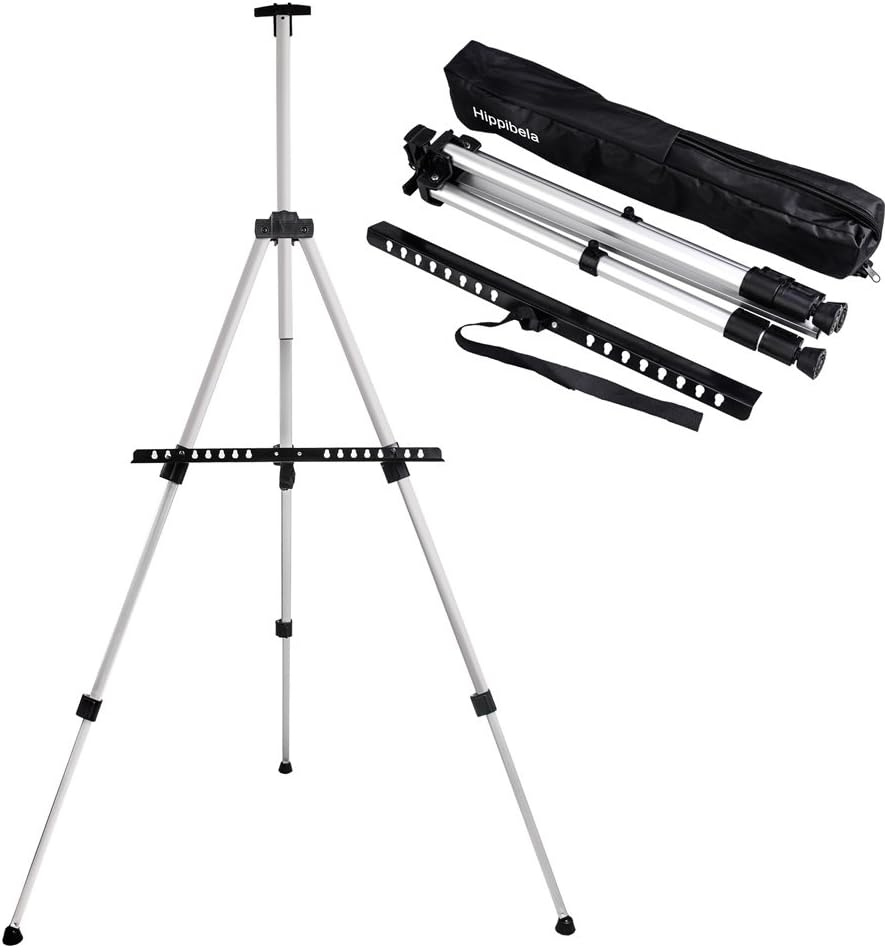 Art Easel - Aluminum Metal Easel Stand - Adjustable Floor Easels for Adults & Kids Painting - Lightweight 66 Inches - Included Black Carry Bag (1-Pack)