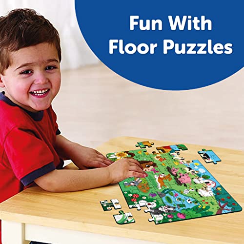 Image of Mini Leaves Farm Animal Puzzle | Premium Wooden Floor Puzzle for Kids | Puzzle Set with Wooden Box - Size 380 x 280 MM (48 Pieces)