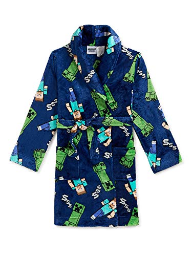 Minecrafts Boys Pajama Robe, Bathrobe Sizes 4-12 (Medium 8) Blue