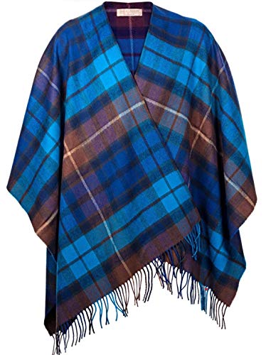 Cape en laine d'agneau Buchanan Blue tartan pour affronter le froid avec élégance