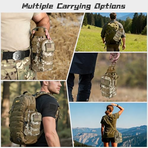 Image of 32 oz Insulated Water Bottle - Tactical Stainless Steel Water Bottles with Sleeve, Wide Mouth Gym Water Bottles for Men Sports Workout Hiking with Pouch Desert Camo