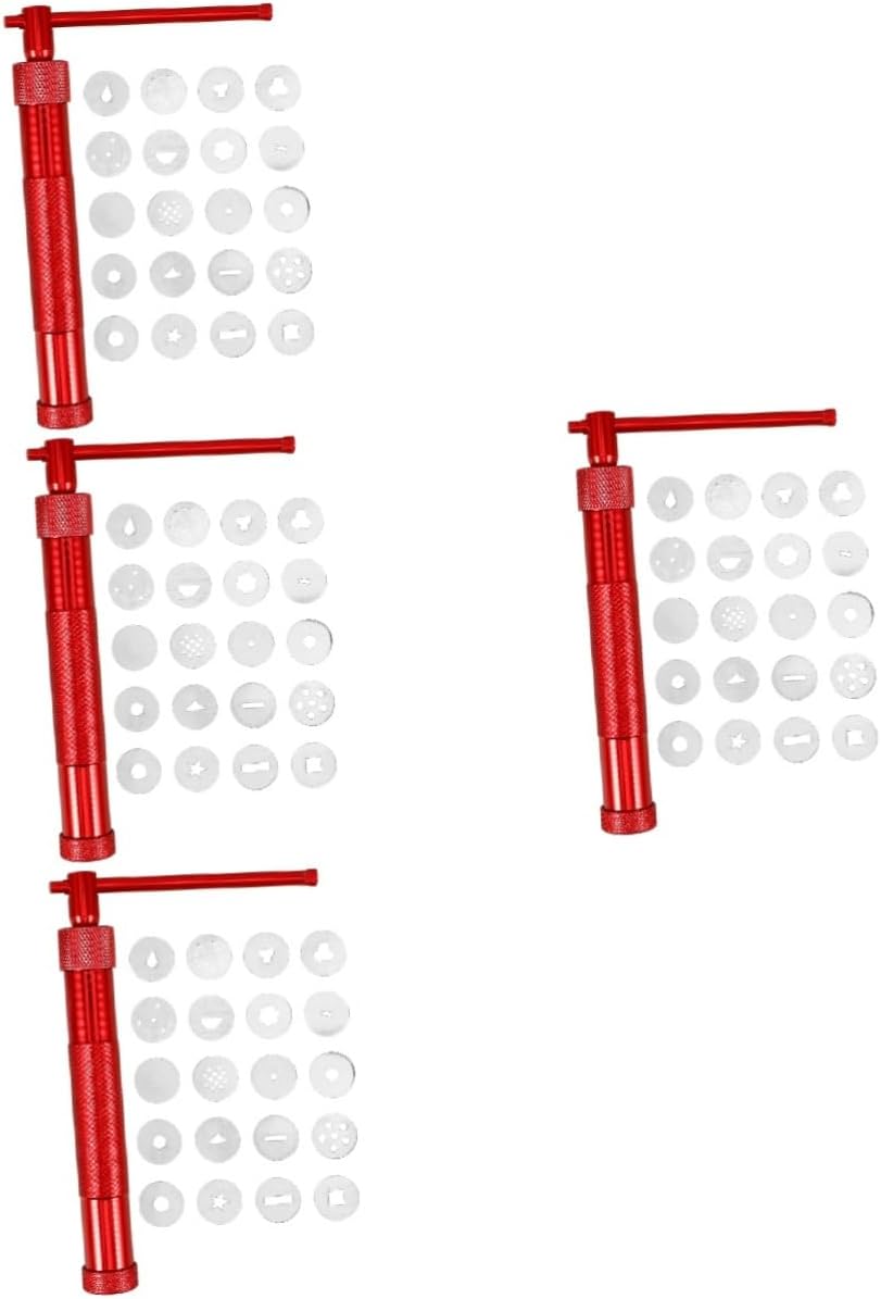 TEHAUX 4sets DIY Clay Extruder Tool Set Multi-use Stainless Steel Squeezer with Various Molds for Pottery and Sculpture Projects for Artists Hobbyists and Students