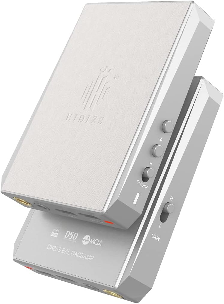 HIDIZS DH80S Portable Balanced DAC & AMP, Supports MQA Audio Technology, DSD64/128 Portable Audio Decoding Amplifier, 4.4mm/3.5mm Port Output for Windows 10/Mac OS/iPad OS/Android/iOS System (Gray)