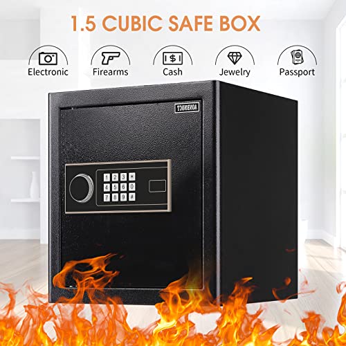 1.5 Cubic Home Safe Fireproof Waterproof, Fireproof Safe With Digital Keypad Key, Security Safe Box For Firearm Medicine Money Documents Valuables #TOP1