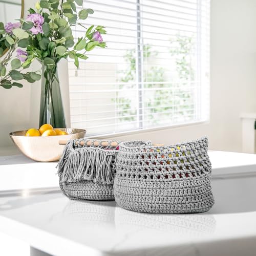 Image of ZUEXT Macrame Cord, Light Grey, 5mm x 328yds Cotton String Macrame Yarn