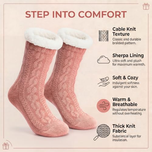Image of The Metluks Women's Fuzzy Slipper Socks with Non-slip Grippers, Sherpa Lined Warm Cozy Gift Socks