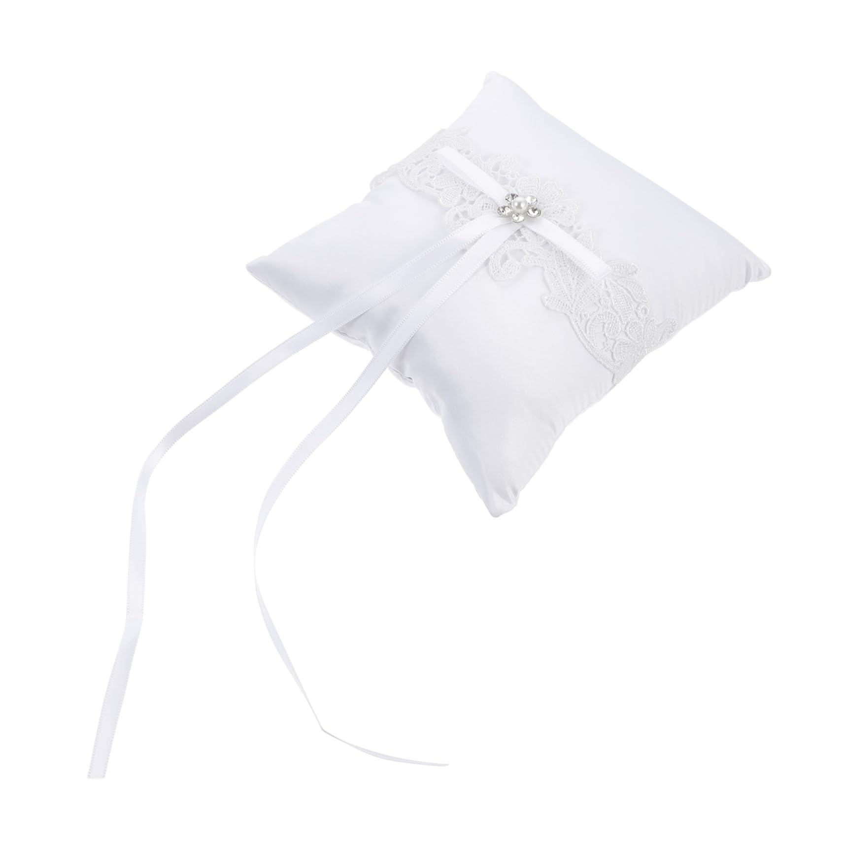 PRETYZOOM Elegant Lace Ring Pillow Ring Bearer Cushion for Wedding Holder Bows Design