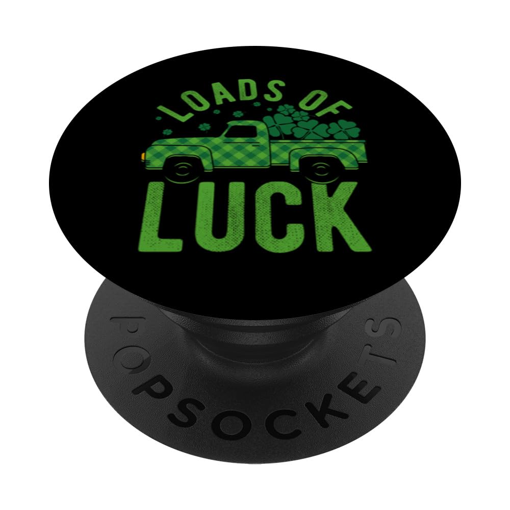 St Patricks Day Construction Car Loads of Luck Irish Kids PopSockets Swappable PopGrip, Black
