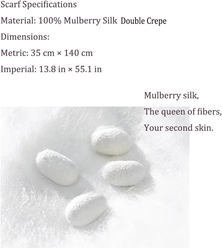 Mulberry Silk Georgette Scarf - 12.6x63in Lightweight Shawl Wrap,Elegant Dance Travel Accessory for Women - Image 6