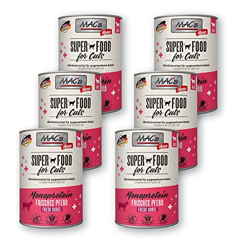 Mac's Cat Katzenfutter Mono Pferd Nassfutter Dosen 6x400g getreidefrei