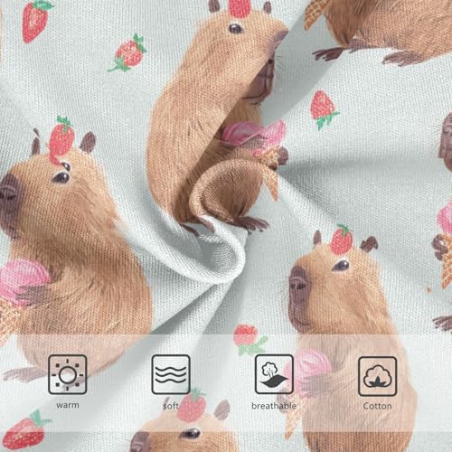 Wusikd Capybara Strawberry Girls' Underwear Cotton Ice Cream Girls Briefs Soft Toddler Underwear 2T3