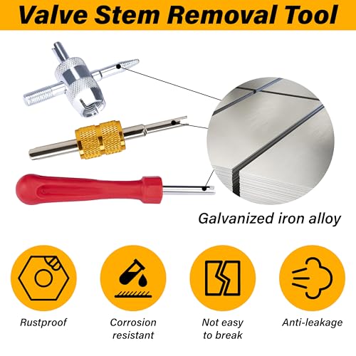 Image of ecocstm 2 PCS Tire Valve Stem Removal Tool with 20 PCS Valve Cores, 10 PCS Tire Valves Caps, 1 PCS 4-Way Valves Tool, Car Accessories Tires Repair Tools Universal for All Cars (33 PCS)