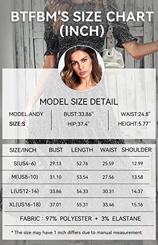 Btfbm Women Casual Summer Dresses 2023 Spring Crew Neck Ruffle Short Sleeve Floral Leopard Smocked Boho Flowy Maxi Dress(Floral Black White, X-Large) #TOP4