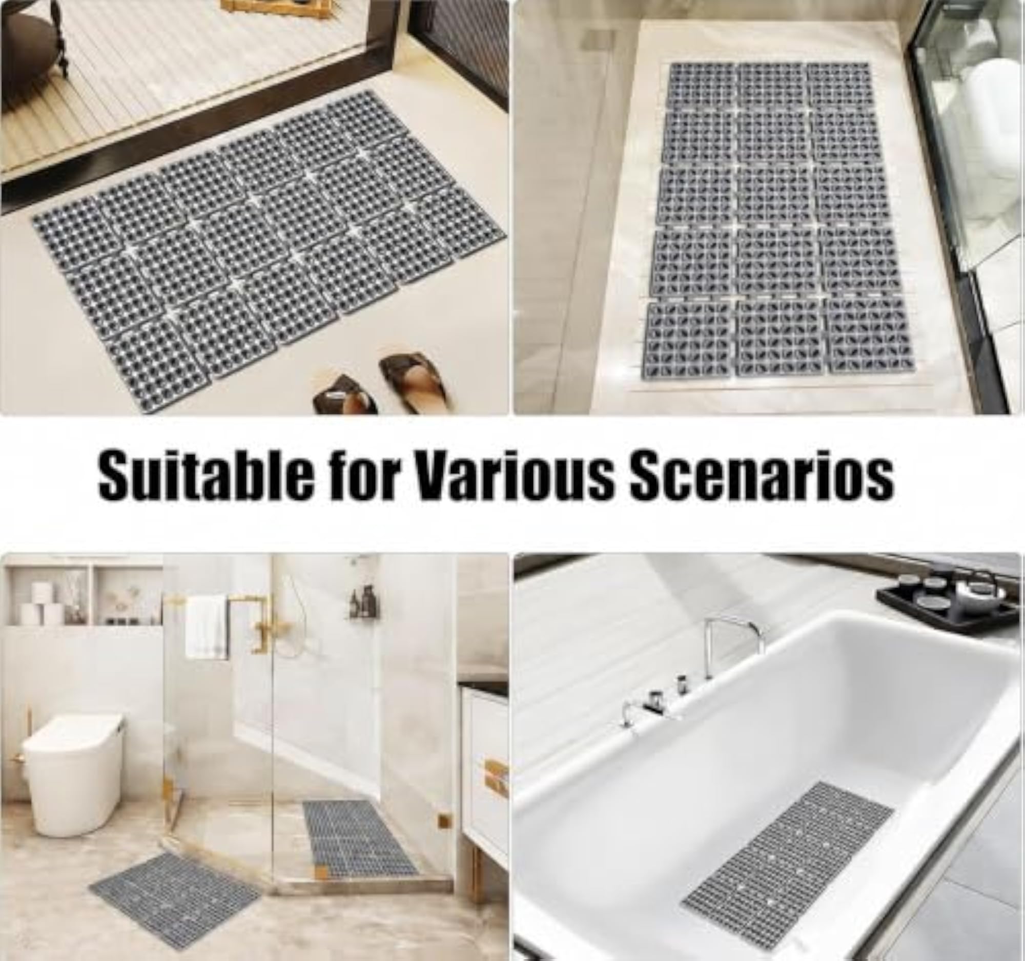 Foldable Shower Mat with Strong Suction Cups