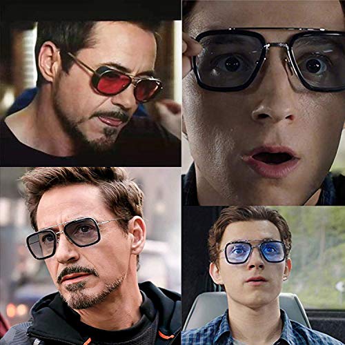 Tony Stark Sunglasses Retro Aviator Sunglasses Square Metal Frame Iron Man Sunglasses3