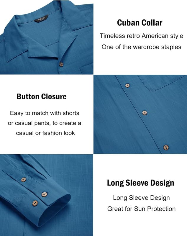 Image of Combo of Men's Casual Cotton Blend Shirt || Long Sleeve Button Down with Spread Collar | Lightweight Breathable Fabric | Stylish Solid Shirt for Beach, Office & Everyday Wear Pack of 2