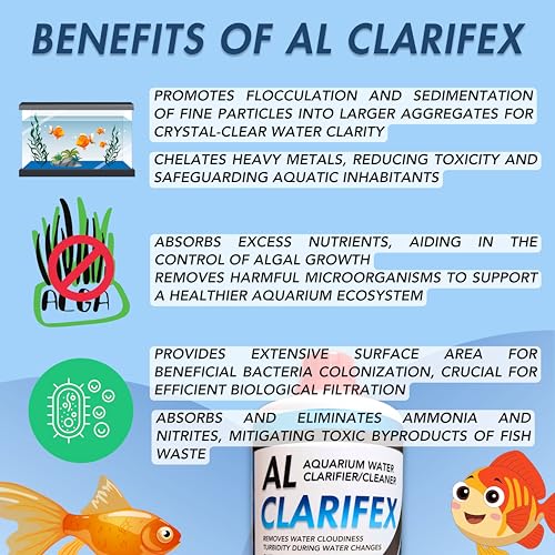 Image of Jothi Aquatics AL Clarifex Instant Aquarium Water Cleaner Clarifier Flocculant for Crystal Clear Water | Removes Cloudiness for All Freshwater & Marine Fish Tank (1000ml)