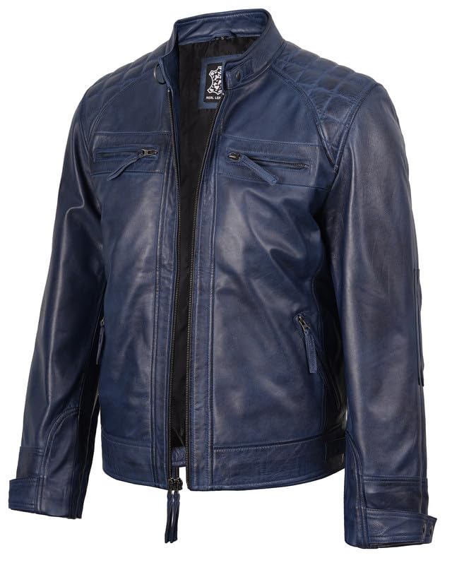 Image of Decrum Leather Jacket Men - Cafe Racer Style Real Lambskin Leather Jackets For Men
