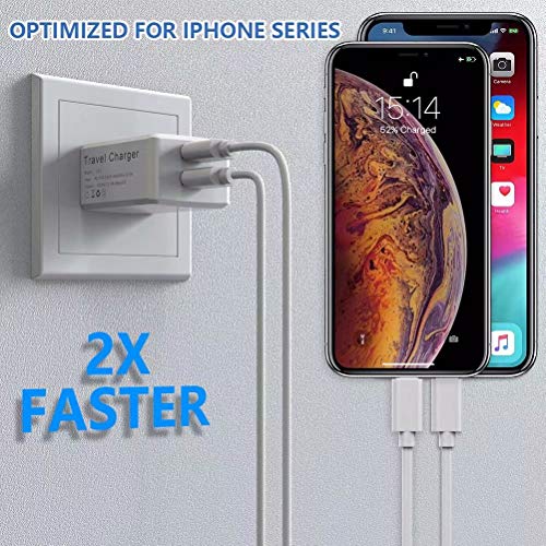 iPhone Charger, MBYY MFi Certified Lightning Cable 6FT(3-Pack) Fast Charging Data Sync Transfer Cord with 2 Port USB Plug Wall Charger Travel Adapter Compatible with iPhone 11 Pro Max Xs X XR 8 7 Plus