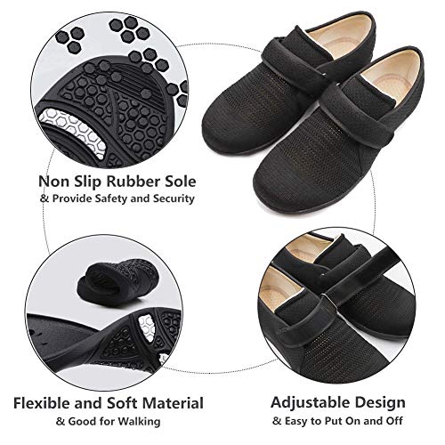 Womens Diabetic Walking Shoes Adjustable Outdoor Sneakers Recovery Easy On Off Strap Wide Width Slippers Comfort for Seniors Elderly Woman Swollen Feet, Edema, Foot Pain4
