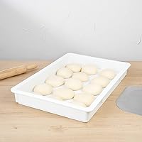 Vista 3 de Caja de prueba de 26 x 18 x 3 pulgadas, 1 caja de masa rectangular – apilable, lavavajillas, cajas de plástico blanco para masa de pizza, duraderas