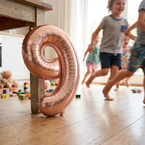 Image of Wanna Party Numerical 9 Rose Gold Balloon for Birthday and Anniversary Party, NUMBER Rose Gold Number Balloon Large Foil Balloon (40inch) (Rose Gold)
