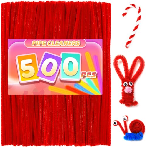 Image of Praisebank 500pcs Red Pipe Cleaners for Crafts