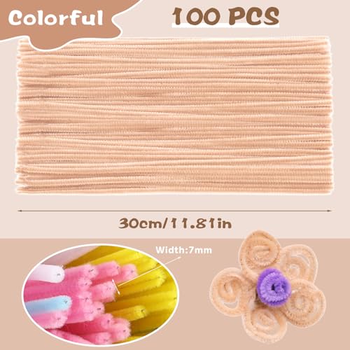 Image of 100 PCS Pipe Cleaners Craft, Light Brown Pipe Cleaners Bulk, Chenille Stem | Fuzzy Sticks Pipe Cleaners for Crafts Festival Home Decorations