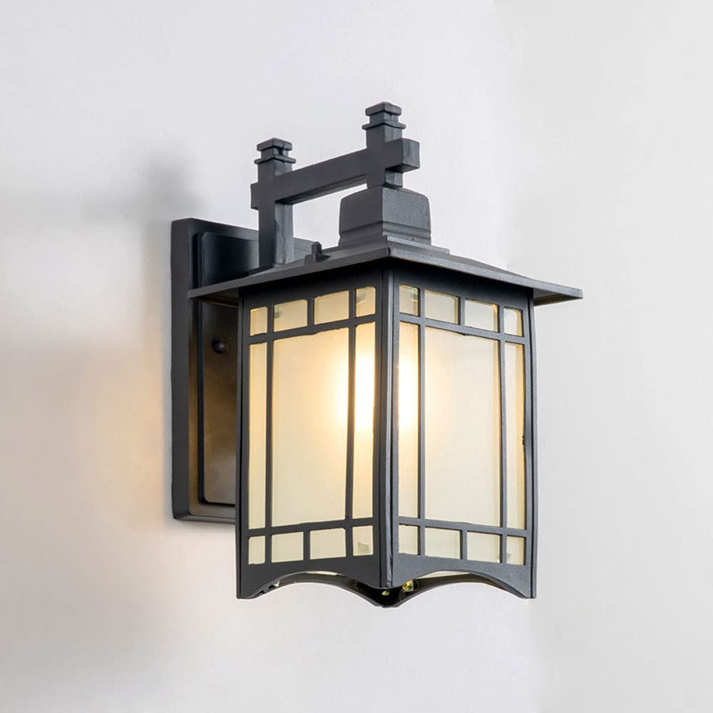 Outdoor Wall Lights, Glass Shade Die-cast Aluminum Outside Wall Lamp, Waterproof Exterior Wall Lanterns Porch Lamps for Patio Garden Hallway Balcony Porch Post Pathway