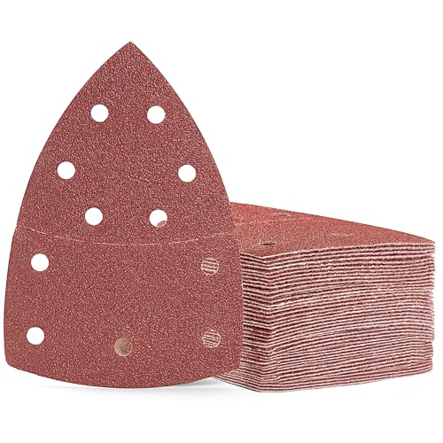 SATC Mouse Sander Pads 40-Piece 40/60/80/120 Grits Mouse Sanding Pads 11 Holes Detail Sander Pads Hook and Loop Mouse Palm Sanding Paper Sandpaper for Mouse Sander