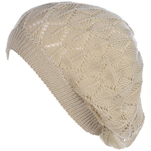 Byos Chic Parisian Style Soft Lightweight Crochet Cutout Knit Beret Beanie Hat #TOP1