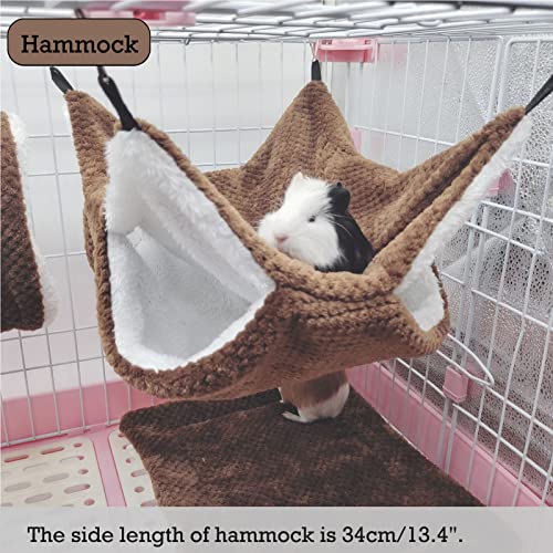 Seis 3 Pcs Plush Hamster Hammock Set Sugar Glider Hanging Cage Accessories Set Small Animal Hammock Channel Mat For Guinea Pig Rat Gerbil Squirrel Birds Parrot (Coffee) #TOP1