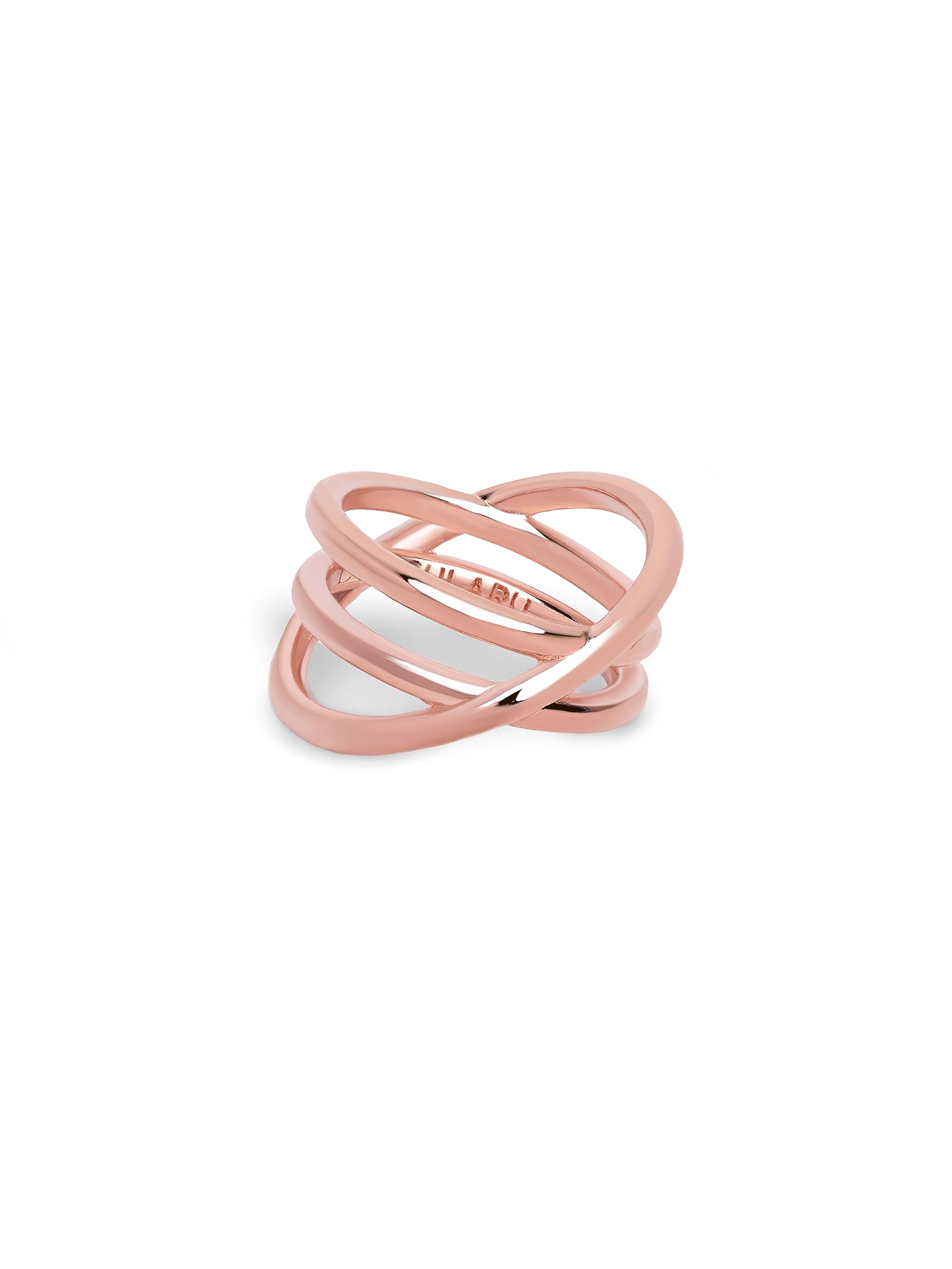 SINGULARU Anillo Trinity - Anillo de Latón con Acabado Baño en Oro Rosa de 18 Kt - Joyas para Mujer - Hecho en España - Varias Tallas y Acabados - Talla 10 a 18